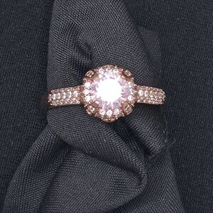 Source Unknown 925 Silver Rose Gold Vermeil Oval Pink Gemstone Ring SZ 10